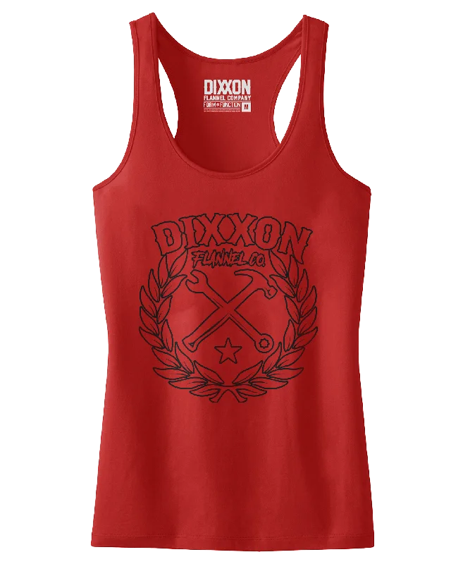 Women's Sketchy Crest Outline Tank - Red & Black