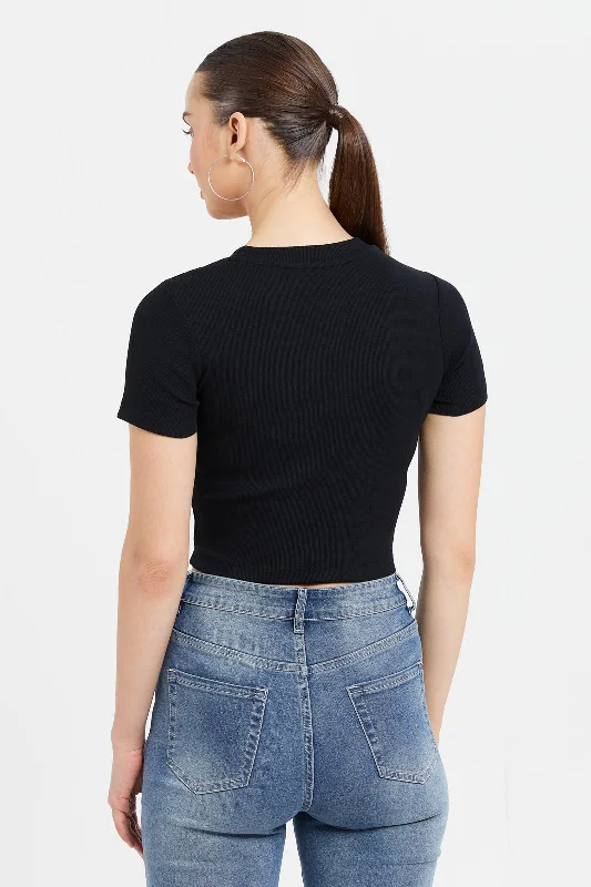 Woman Black Crop Top