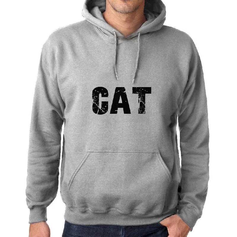 Unisex Printed Graphic Cotton Hoodie Popular Words CAT Grey Marl