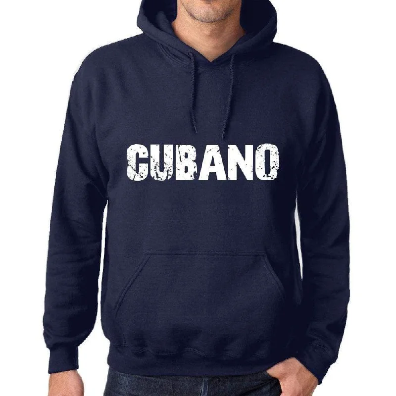 Unisex Printed Graphic Cotton Hoodie Popular Words CUBANO French Navy