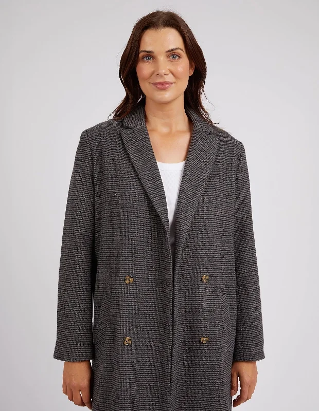 Elm Becky Houndstooth Coat Charcoal