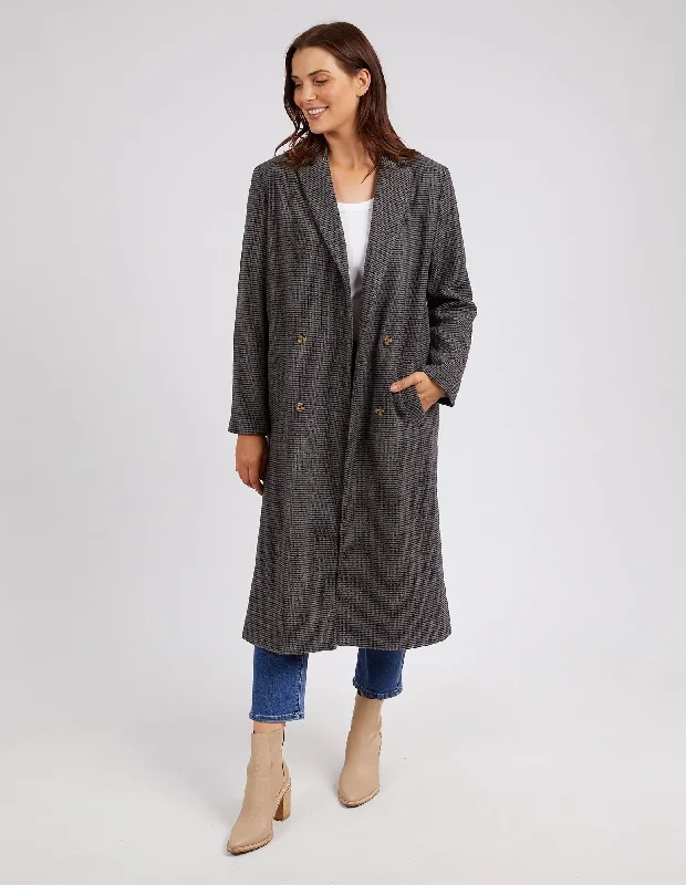 Elm Becky Houndstooth Coat Charcoal