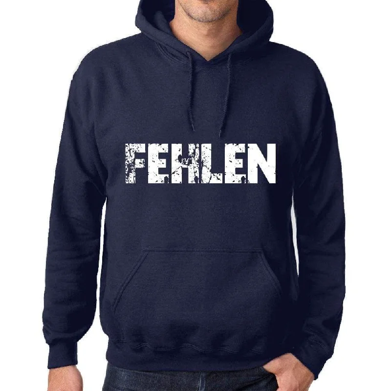 Unisex Printed Graphic Cotton Hoodie Popular Words FEHLEN French Navy