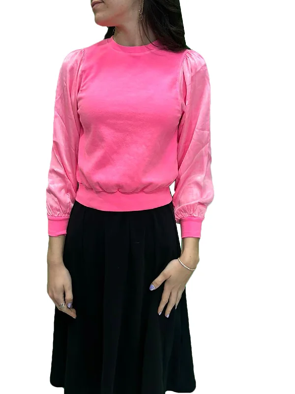 Hard Tail Satin Sleeve Banded Top (Style SAT-46)