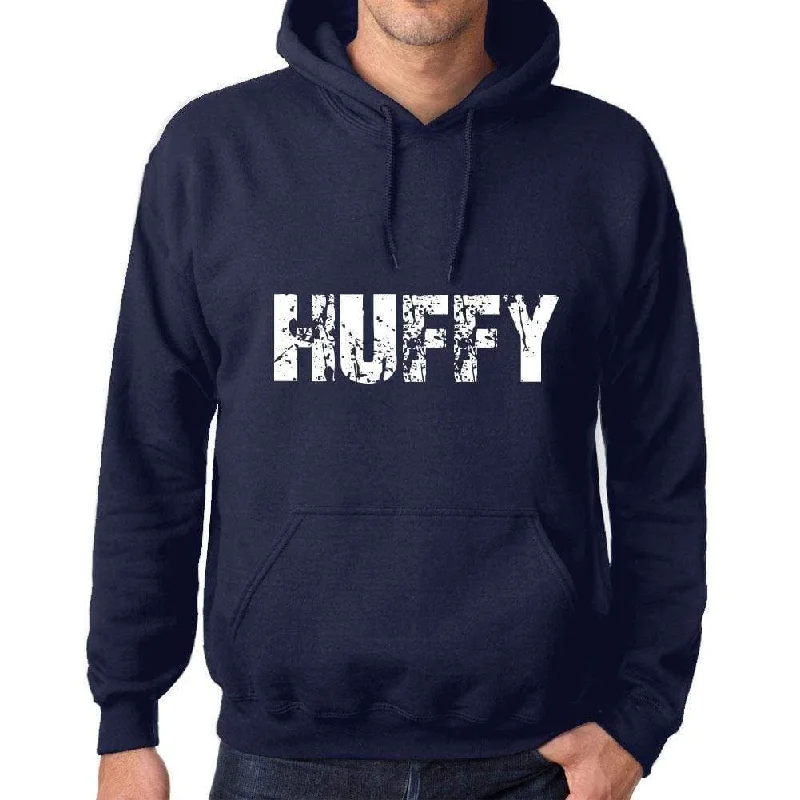 Unisex Printed Graphic Cotton Hoodie Popular Words HUFFY French Navy