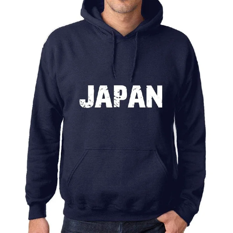 Unisex Printed Graphic Cotton Hoodie Popular Words JAPAN French Navy