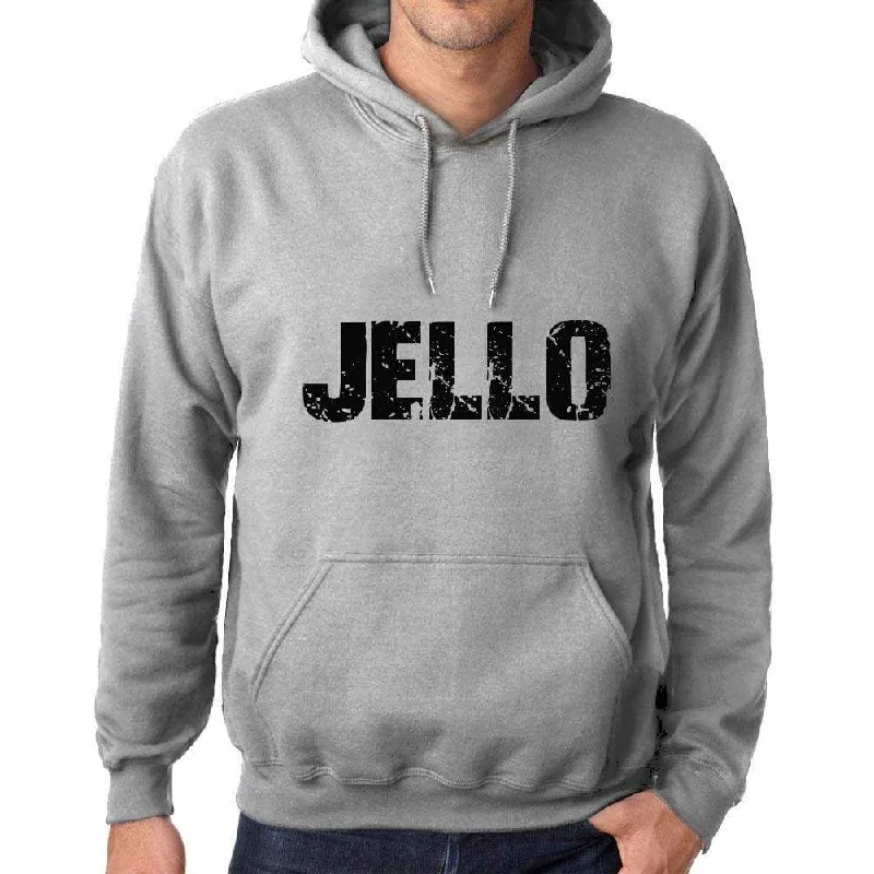 Unisex Printed Graphic Cotton Hoodie Popular Words JELLO Grey Marl