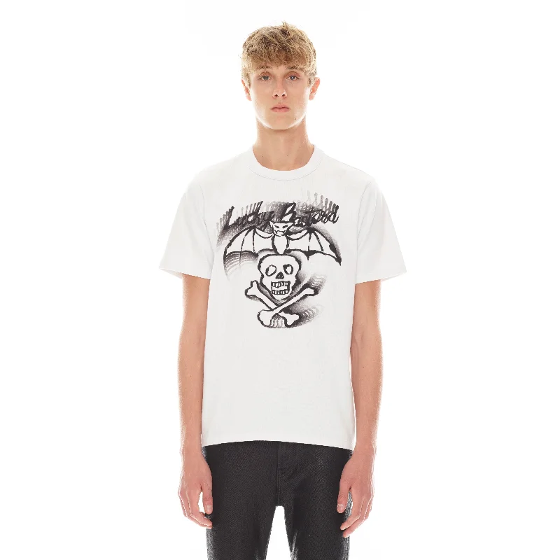 LUCKY BASTARD SHORT SLEEVE CREW NECK TEE IN WHITE