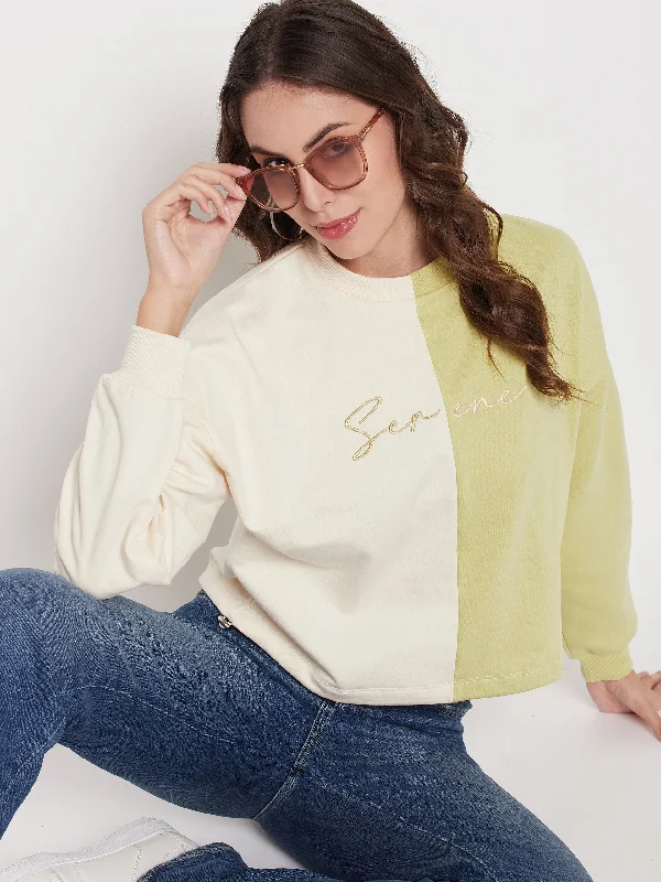 Madame Lime Green Color Block Sweatshirt