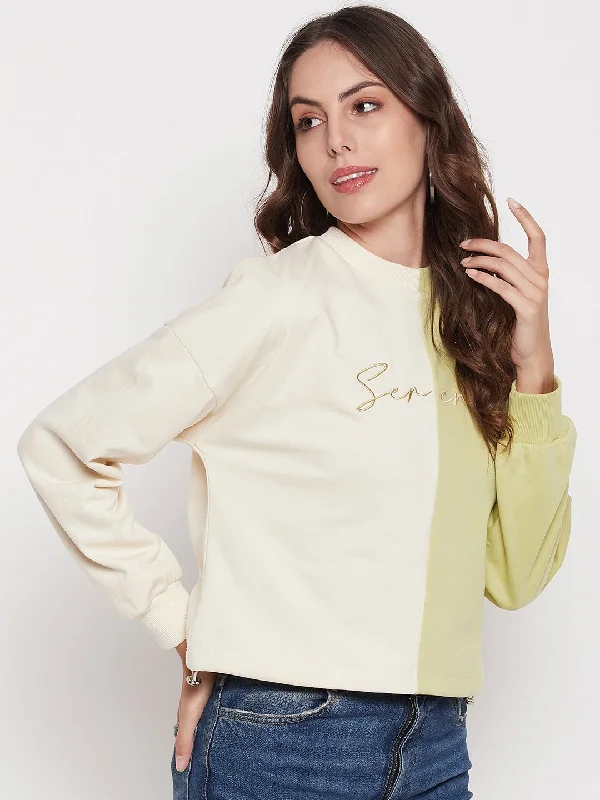 Madame Lime Green Color Block Sweatshirt