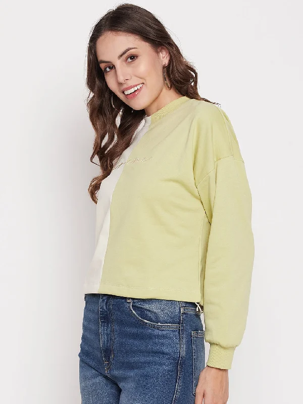 Madame Lime Green Color Block Sweatshirt