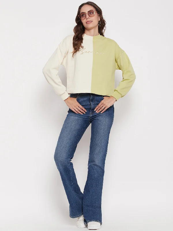 Madame Lime Green Color Block Sweatshirt