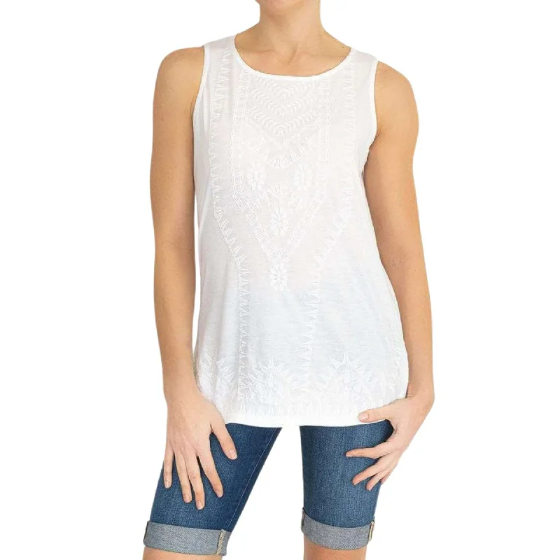 White Stuff White Embroidered Sleeveless Vest Cami Tops