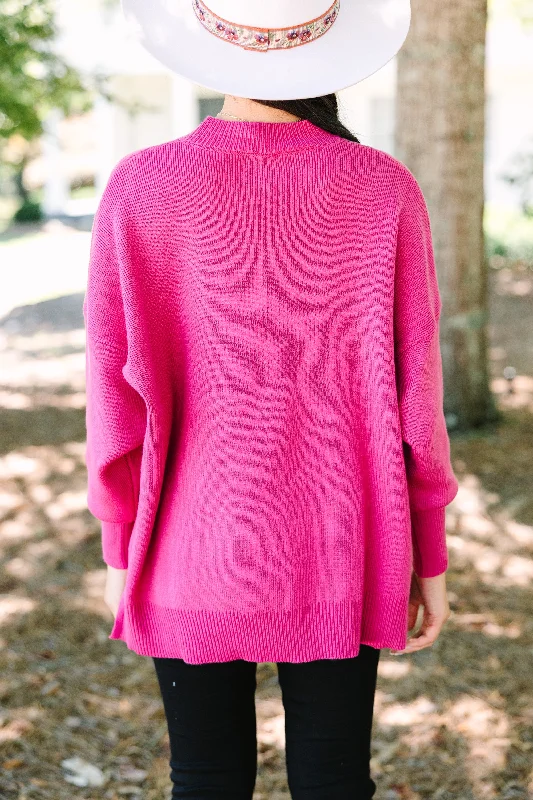 Perfectly You Magenta Pink Mock Neck Sweater