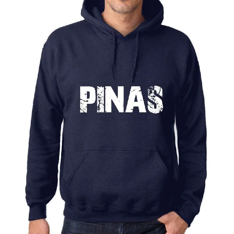 Unisex Printed Graphic Cotton Hoodie Popular Words PINAS French Navy