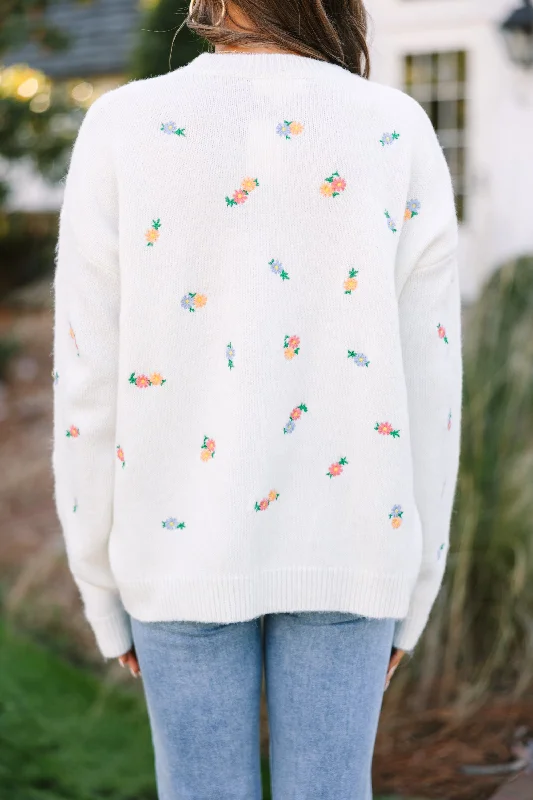 Pretty Little Thing Ivory White Floral Sweater