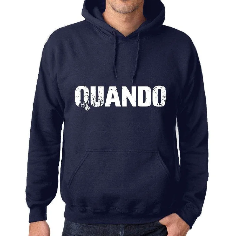 Unisex Printed Graphic Cotton Hoodie Popular Words QUANDO French Navy