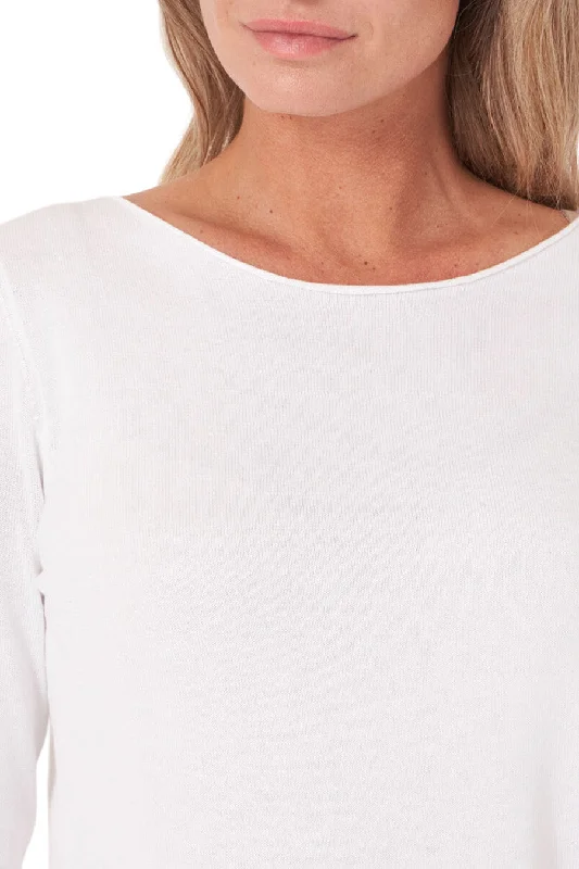 Repeat Cashmere Organic Cotton Long Sleeve Pullover in White