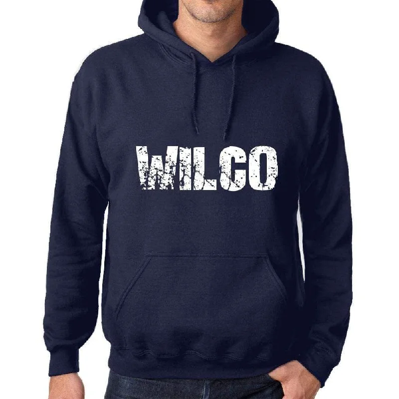 Unisex Printed Graphic Cotton Hoodie Popular Words WILCO French Navy