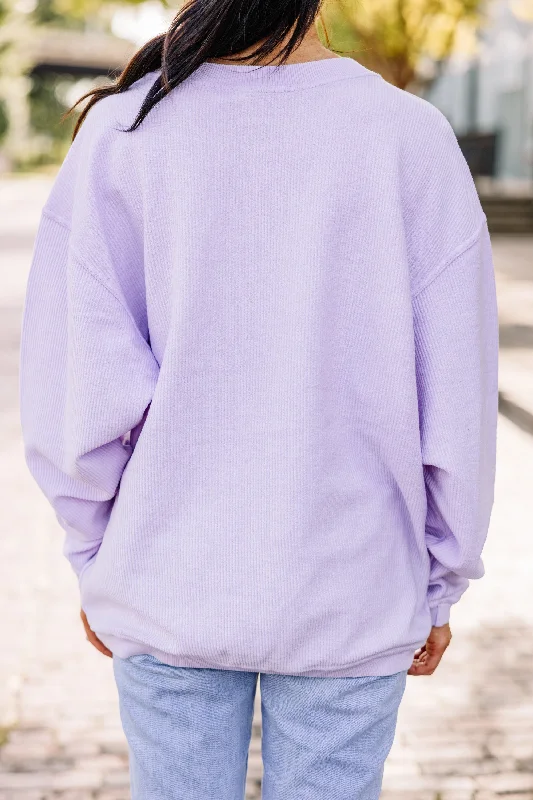 All Smiles Lilac Purple Corded Graphic Sweatshirt