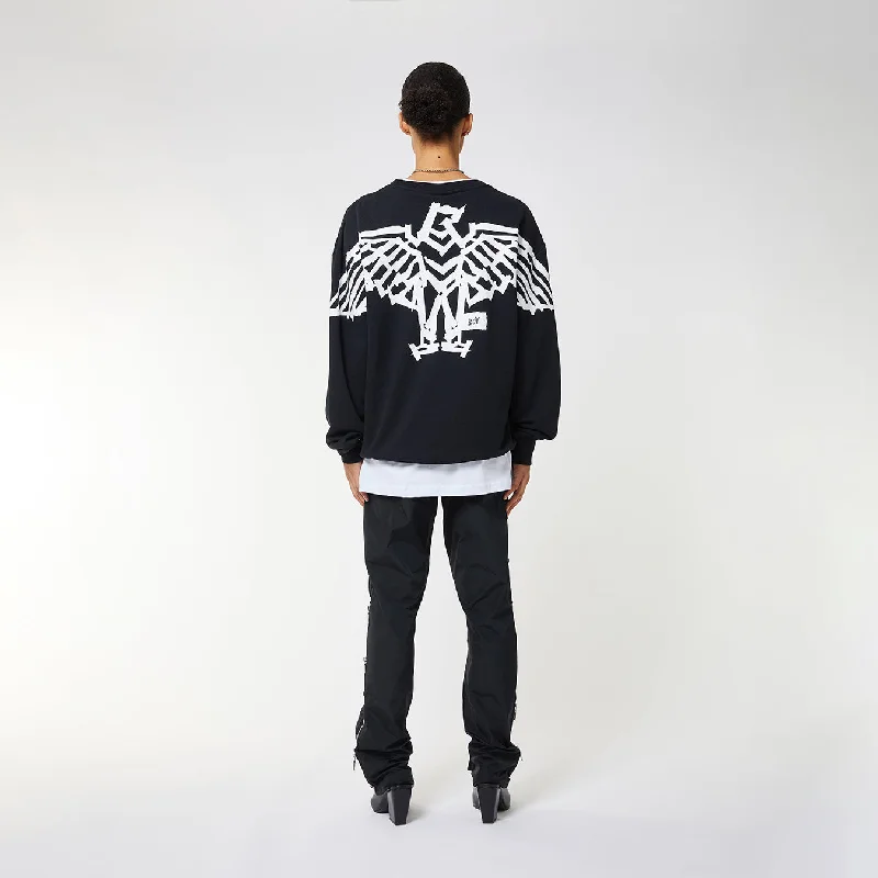 BOY BACKPRINT TAPE EAGLE  SWEATSHIRT WOMENS - BLACK/WHITE