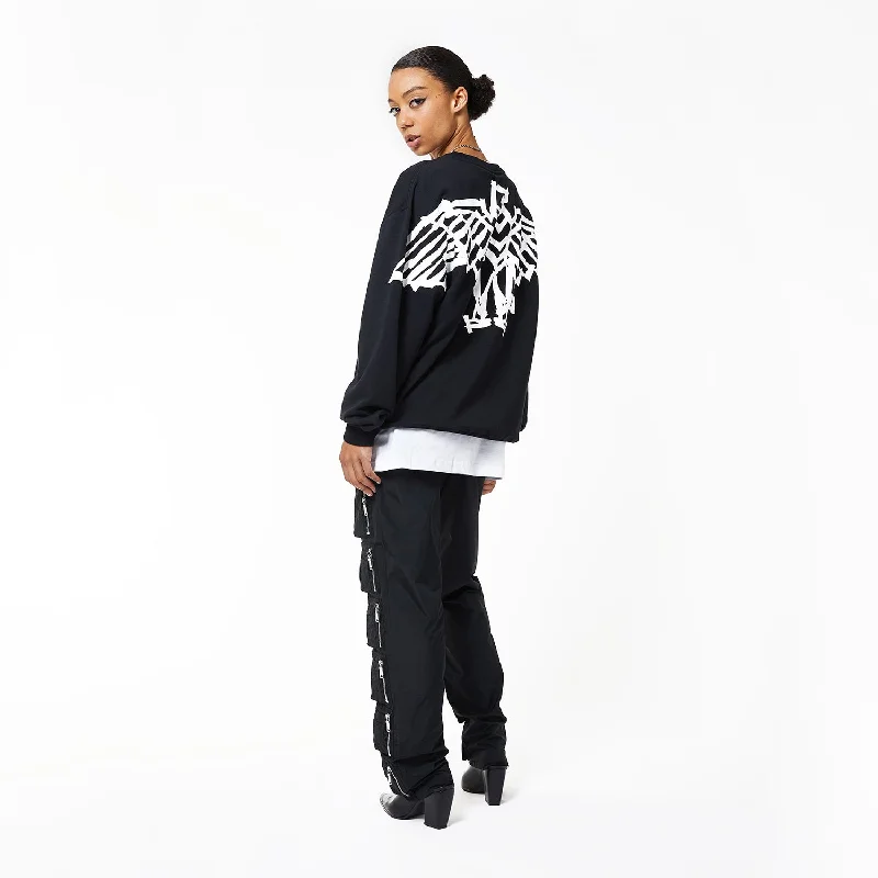 BOY BACKPRINT TAPE EAGLE  SWEATSHIRT WOMENS - BLACK/WHITE