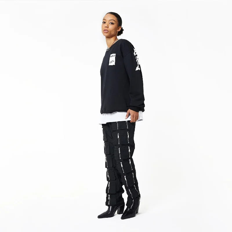 BOY BACKPRINT TAPE EAGLE  SWEATSHIRT WOMENS - BLACK/WHITE