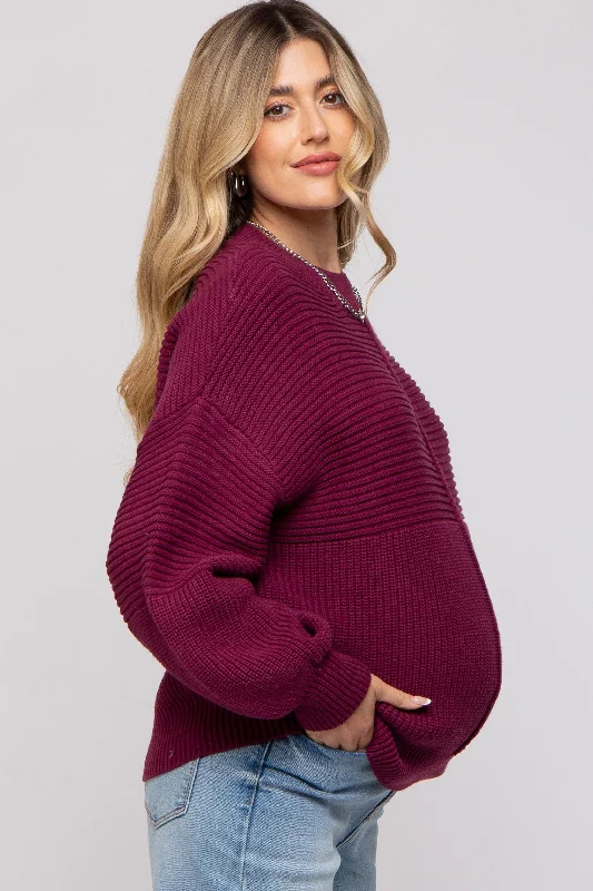 Burgundy Ribbed Maternity Sweater