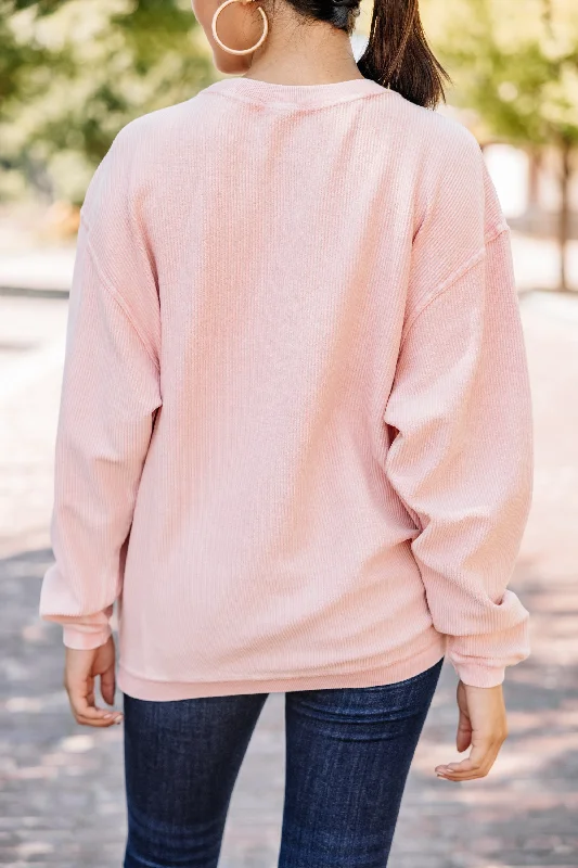 Caffeine Queen Blush Pink Corded Graphic Sweatshirt