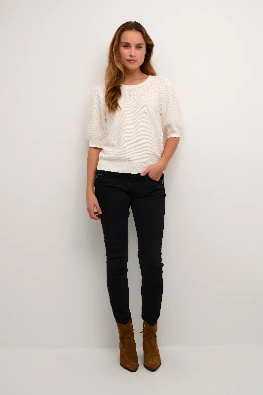 Cream Sillar Knit Short Sleeve Pullover