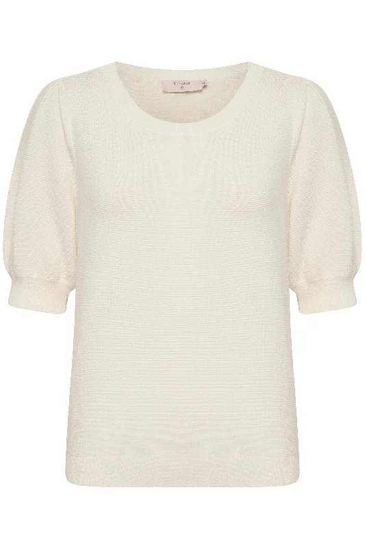 Cream Sillar Knit Short Sleeve Pullover