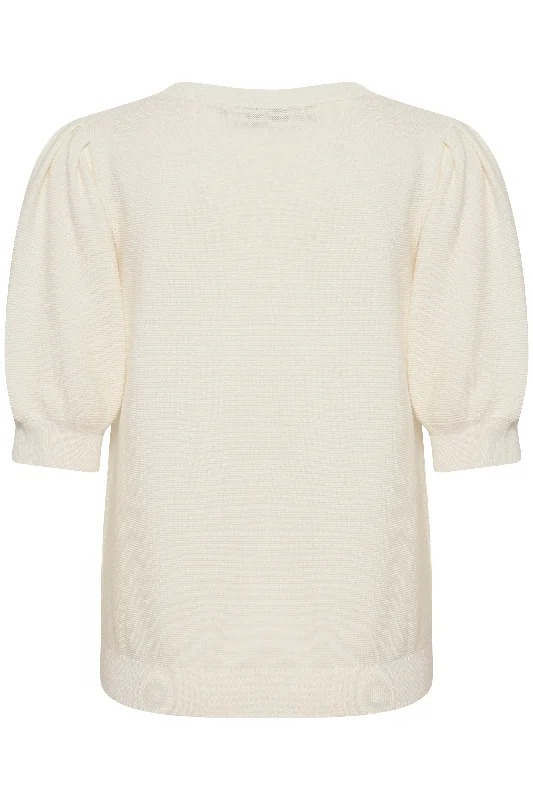 Cream Sillar Knit Short Sleeve Pullover