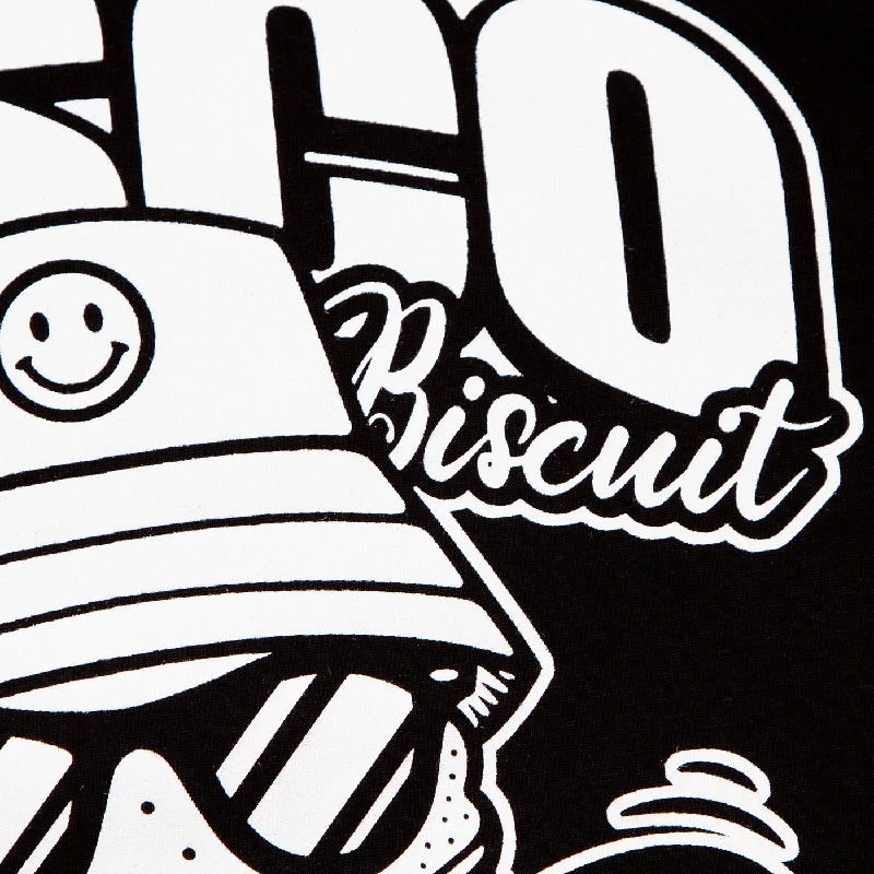 Discoff Biscuit Front Print - Tshirt - Black