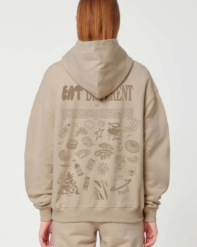 Eat Different Deluxe Organic Box Hoodie - Sand