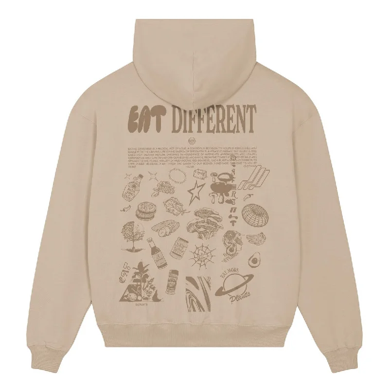 Eat Different Deluxe Organic Box Hoodie - Sand