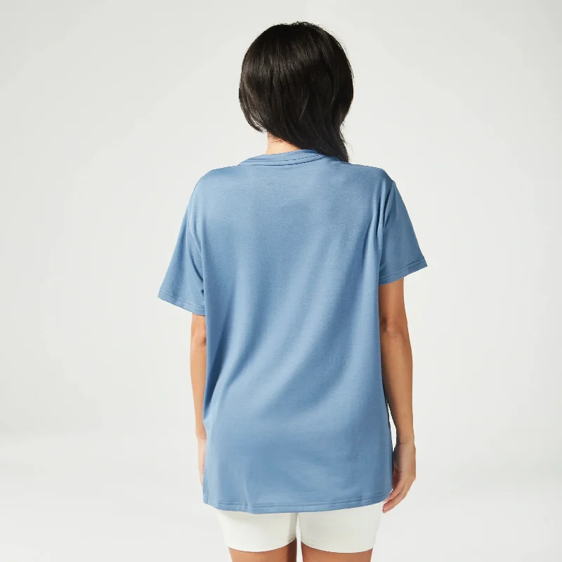 Essential Longline Oversized Tee - Coronet Blue