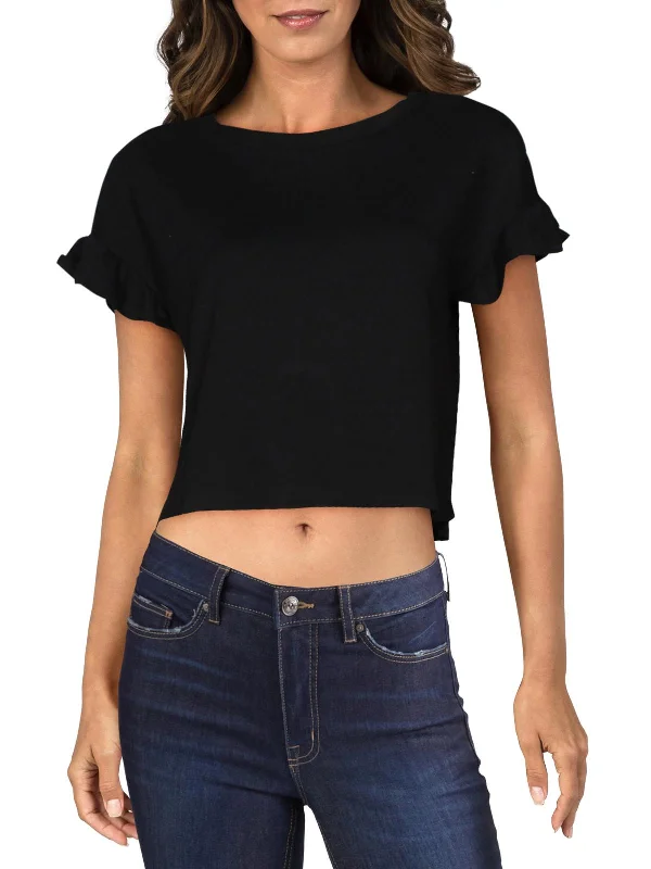 Juniors Womens Cut Out Tie Back Crop Top