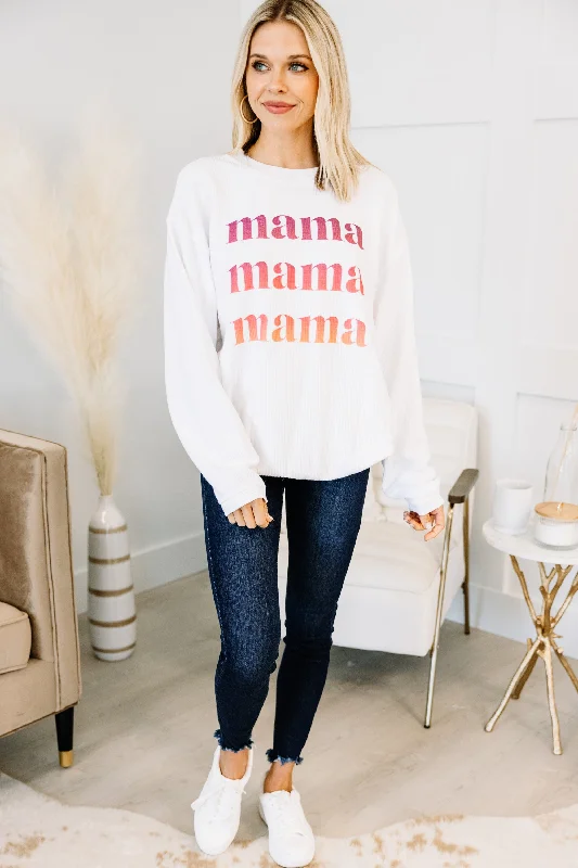 Ombre Mama White Corded Graphic Sweatshirt