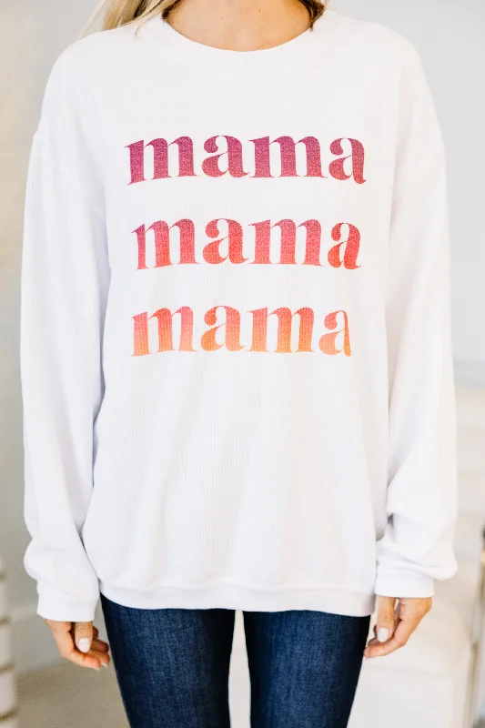 Ombre Mama White Corded Graphic Sweatshirt