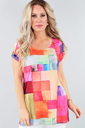 Multi Print Short Sleeve ITY Top