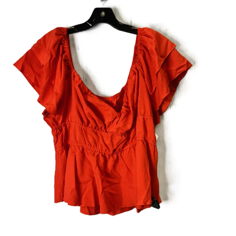 Orange Top Short Sleeve By Shein, Size: 2x