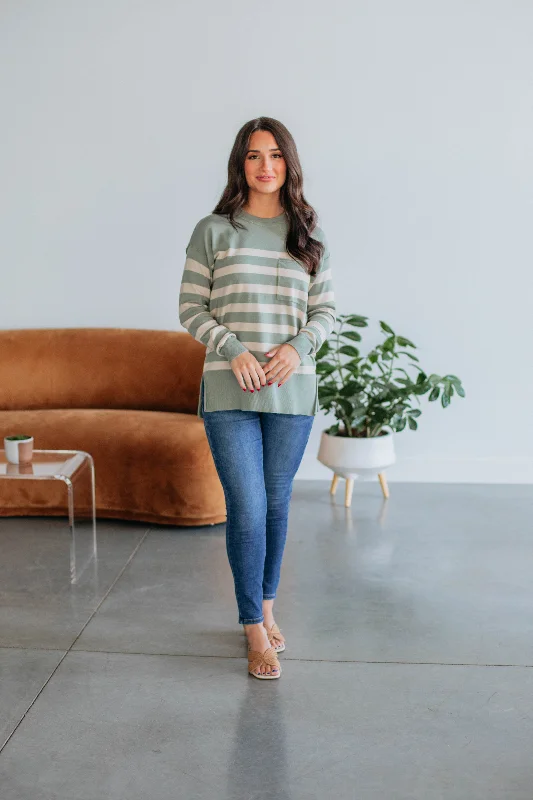 Pamela Striped Sweater - Sage Mix