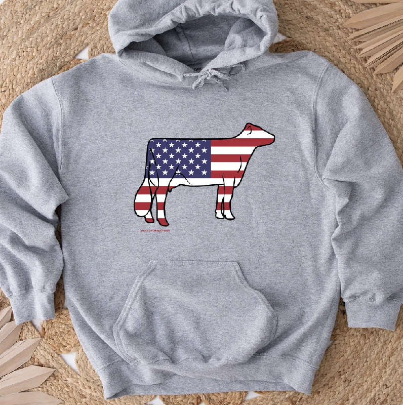 Patriotic Dairy Cow Wreath Hoodie (S-3XL) Unisex - Multiple Colors!