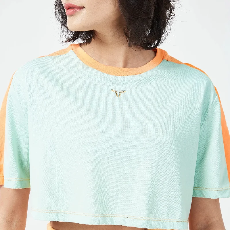 Retrograde Crop Tee - Surf Spray Marl & Orange Chiffon Marl