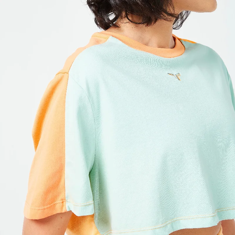 Retrograde Crop Tee - Surf Spray Marl & Orange Chiffon Marl