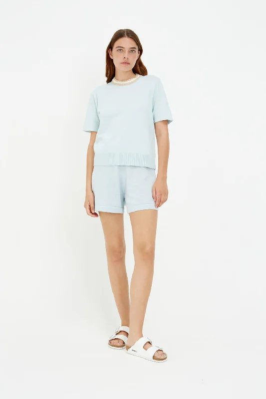 Soft Mint Cotton-Cashmere Shorts