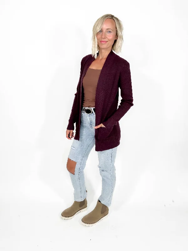 Nicoletta Waffle Cardigan- FIG