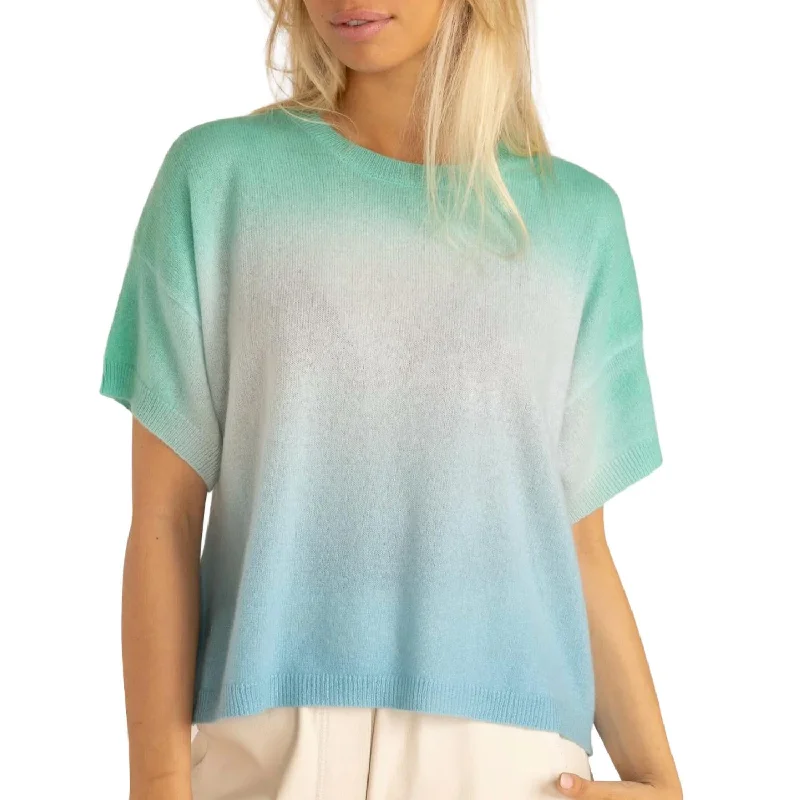 Triple Dip Dye Coconut Tee In Ocean, Milky Blue, Bermuda