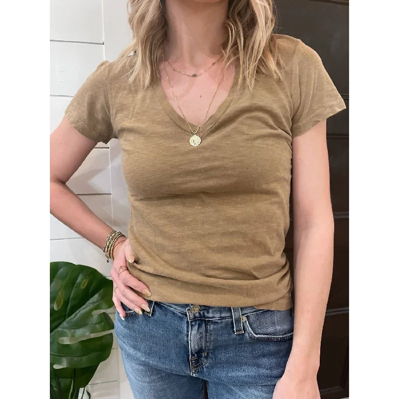 Vneck Tee In Tan