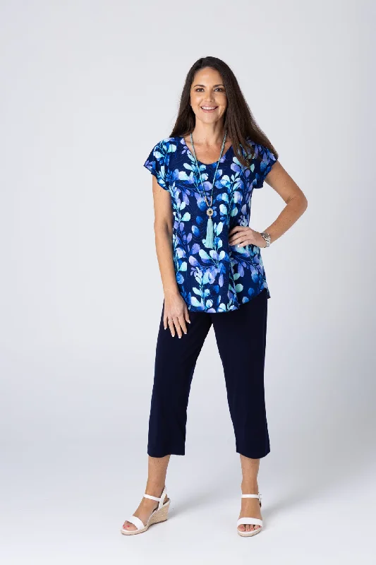 Willow Print Short Sleeve Jersey Top